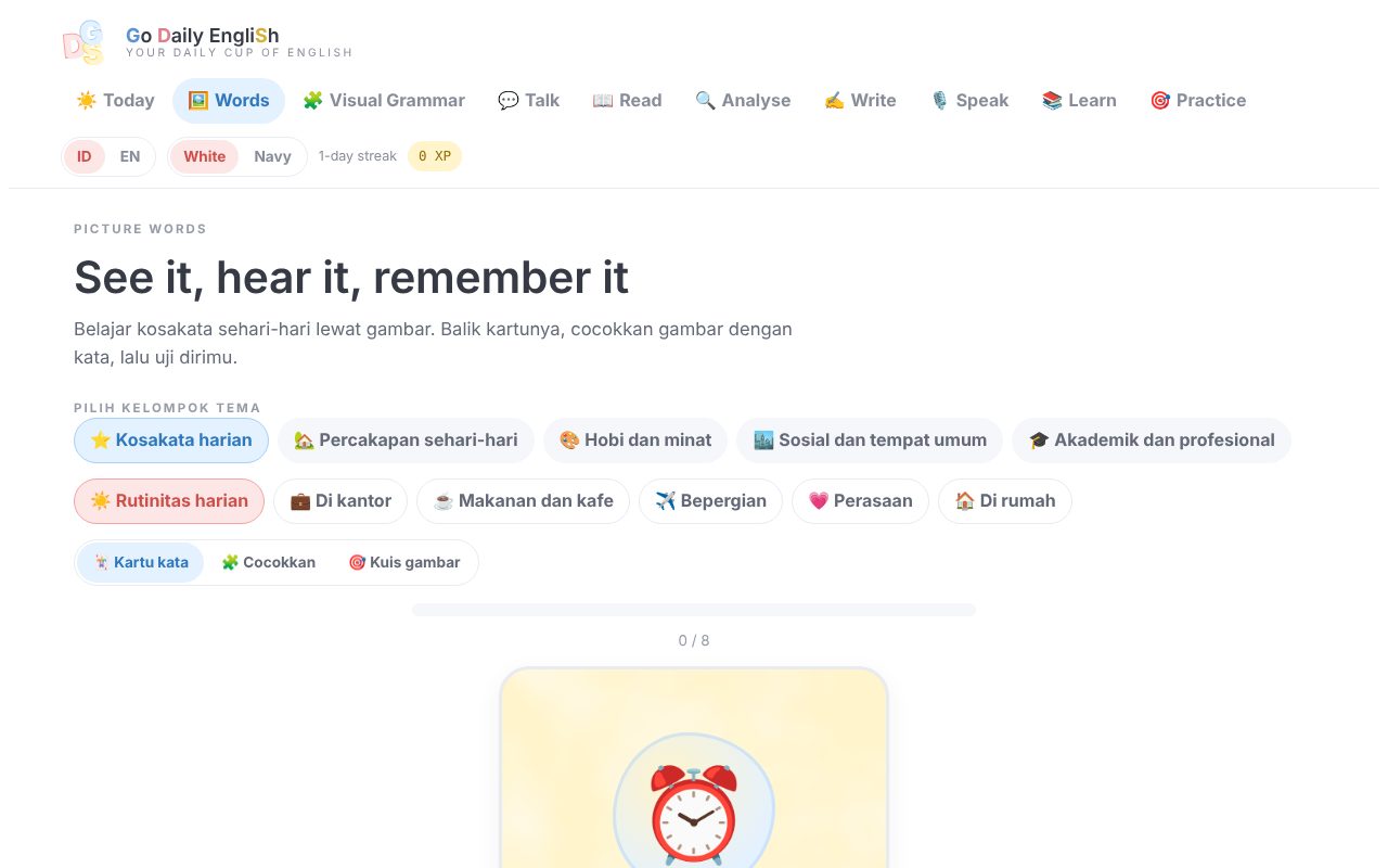 Words: kosakata bergambar per tema percakapan